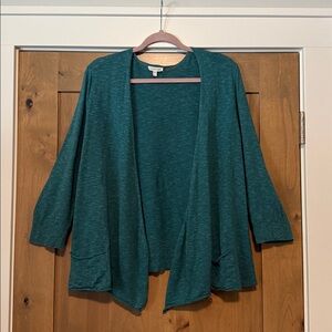 Eileen Fisher Linen blend Green open front cardigan Womens XL Lagenlook Beach